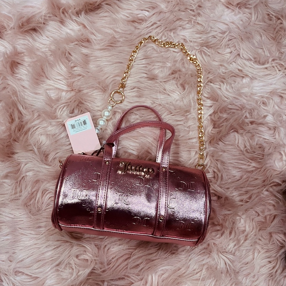 Juicy Couture Pink metallic barrel Bag with Chain Strap